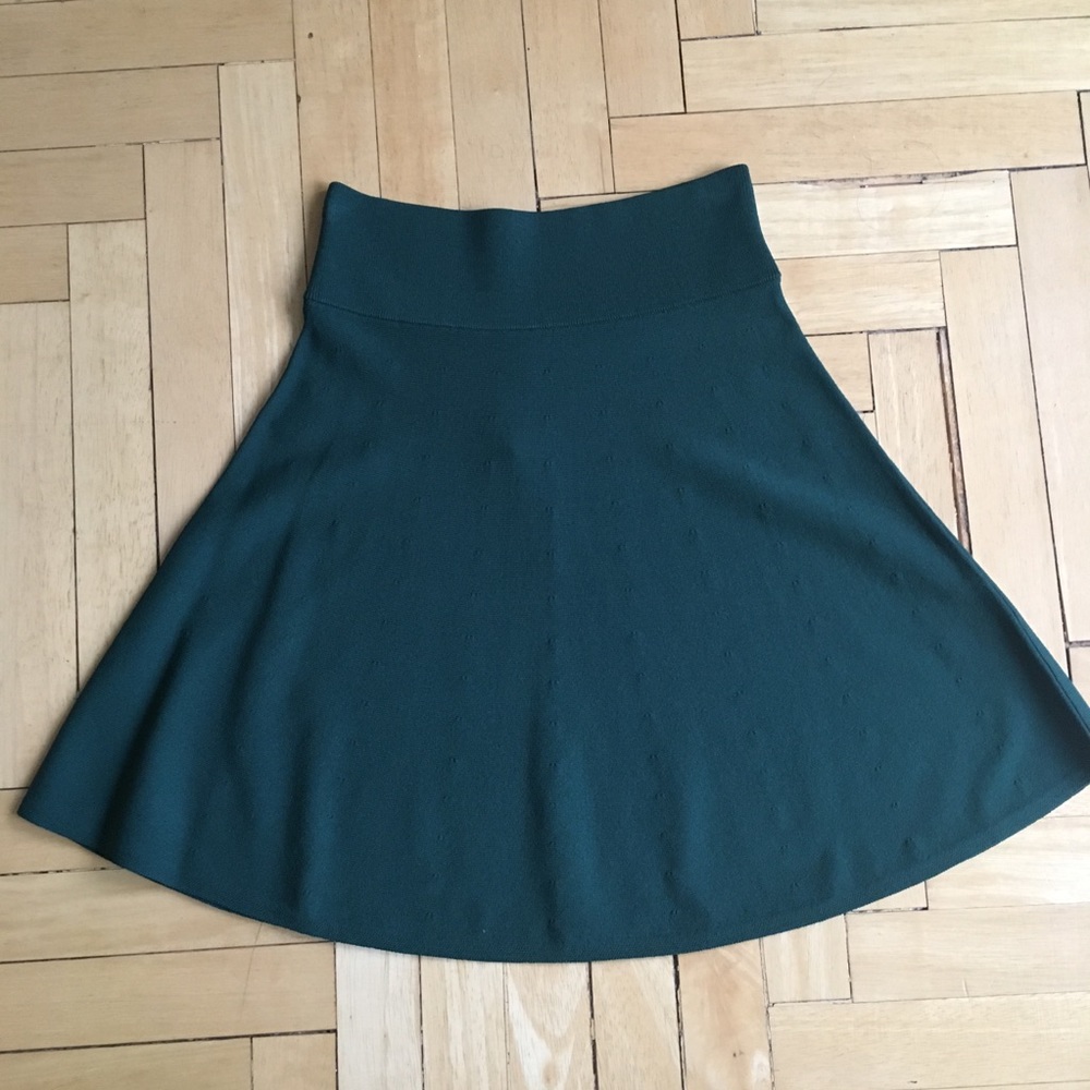 JCrew green sweater flare skirt sz XS